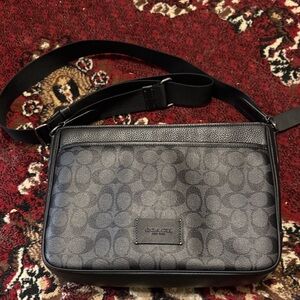 Coach District Crossbody Signature Canvas Shoulder bag CH078 CHARCOAL/BLACK